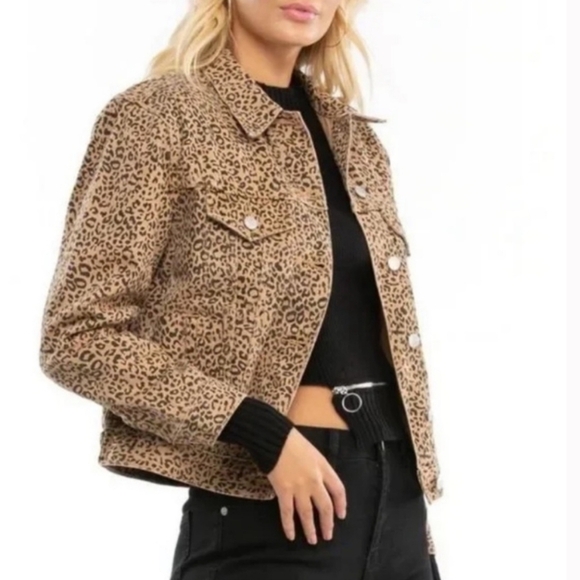 Brunette the label Leopard Print Jean Jacket - Size XS - Picture 9 of 9